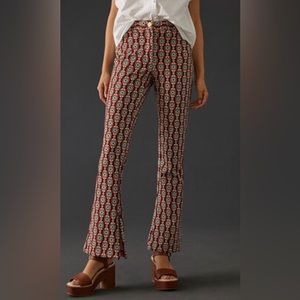 Anthropologie Maeve Mid-Rise Flare Stretch Pants